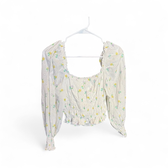 NWOT For Love And Lemons Azalea White Eyelet Floral Small Flowers Peasant Blouse - Picture 2 of 2